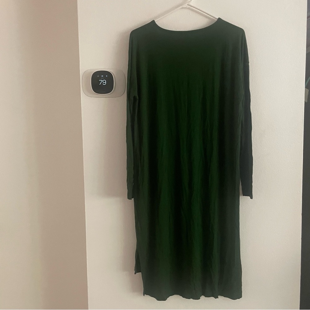 Eileen Fisher Deep Green Long Sleeve Dress size Medium